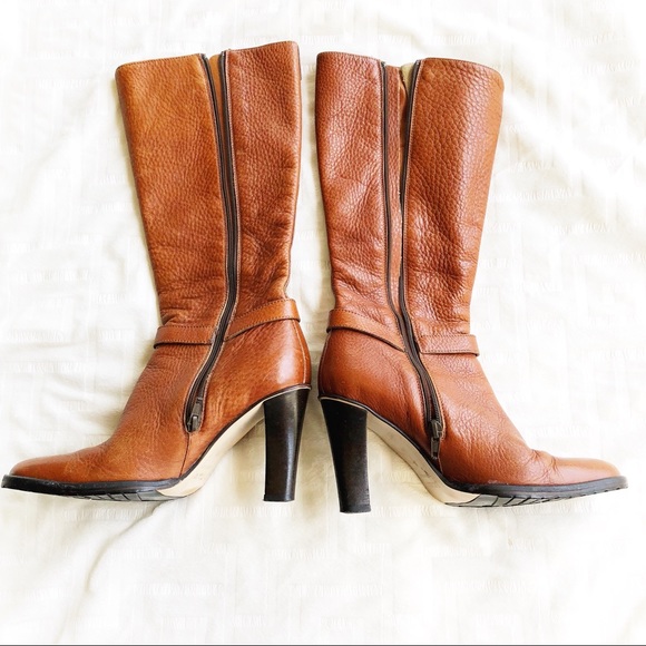 J. Crew Chestnut Brown Harness Heeled Boots, Size 6 - Picture 2 of 8